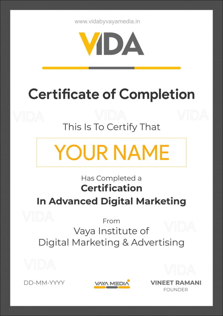 Vida - Digital Marketing Course in Raipur | Digital Marketing Institute in Raipur | Digital Marketing Academy in Raipur
